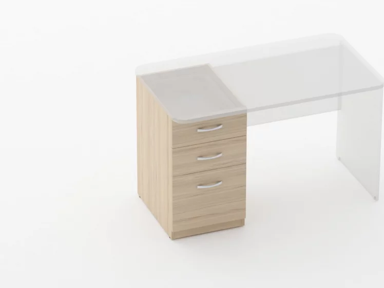 Тумба встраиваемая в стол на 3 ящика Глассй 3.12.14 Бук светлый / Glassy_1