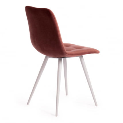 Стул CХИЛЛЙ (мод. 7095-1) / 1 шт. в упаковке ткань/металл, 45кс53х88 см, высота до сиденья 50 см, коралловый баркхат 15 /белый / CHILLY (mod. 45x53х88 barkhat_2