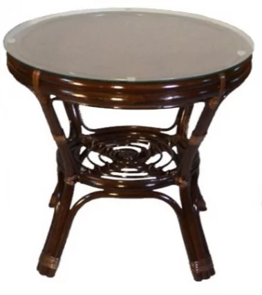 Стол Багама круглый с плетеной столешницей Бахама2 темно коричневый / Bahama2_0