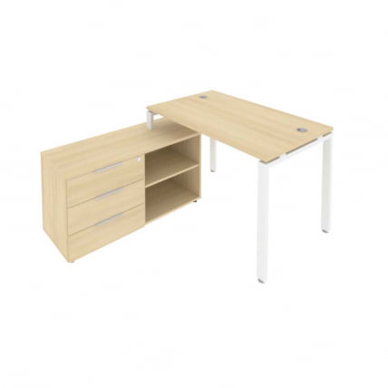 Рабочая станция на П-образном м/к с опорной тумбой левая Метал Сйстем Б.РС-СТС-2.2 Л Акация/Белый / Metal System_0