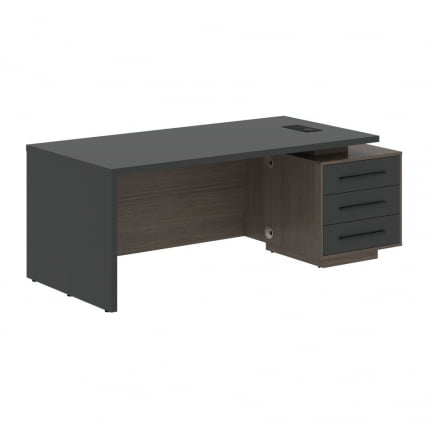 Стол руководителя правый ВЕЛИОН ВCТ 2090 Р Яшма черный Дуб Сильвер / VELION VCT R_0