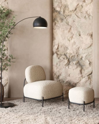 Пуф Стоун П ткань букле молочный_5