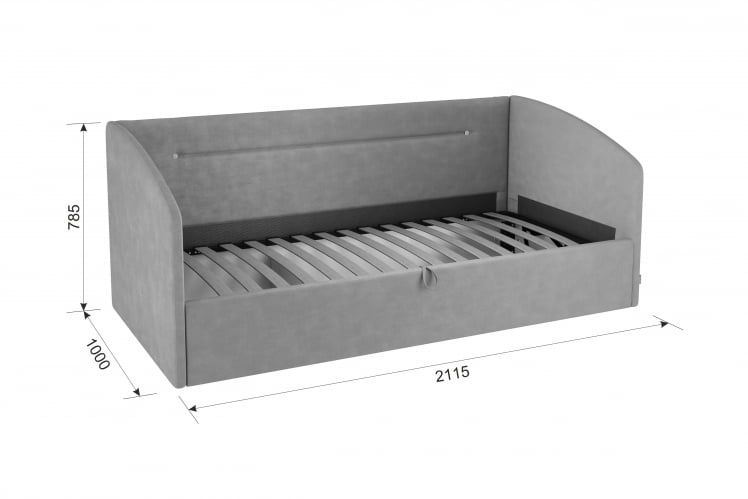 Кровать  0.9 Альба (Софа) КМ.С-16 графит (велюр) / КМ.S-16_4