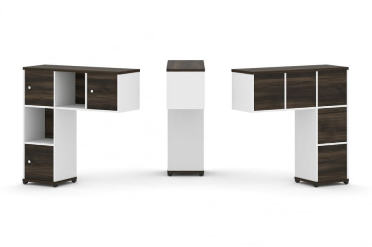 Надставка на стол низкая односторонняя + задняя стенка (5шт.) + распашной фасад (3 шт.) CОНCЕПТ CН.ОНН-002 Дуб Мали Белый бриллиант Черный металл / CONCEPT CN.ONN-002_0