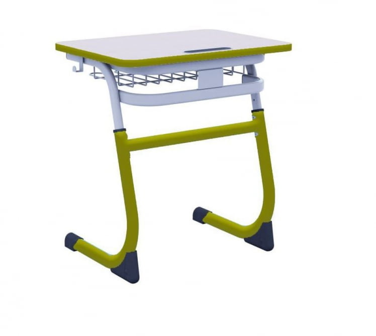Парта одноместная регулируемая по высоте СМАРТЙ 600х500 с углом наклона столешницы и антивандальной полиуретановой кромкой (рост 5-7) Оливковый/Серый / SMARTY_0
