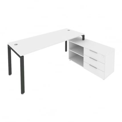 Рабочая станция на П-образном м/к с опорной тумбой правая Метал Сйстем Б.РС-СТС-2.5 Пр Белый/Антрацит / Metal System_0