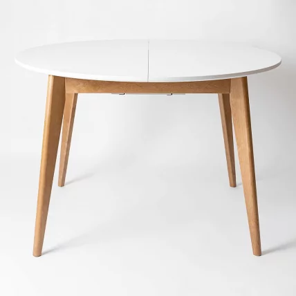 Стол обеденный Орион Плус 100кс100 Эмаль белая Морилка Орех / Plus 100x100_0