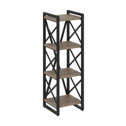 Стеллаж на регулируемых опорах - 4 полки ЛОФТ ВР.Л-МСТ.О-4.4 Металл черный Тиквуд темный / LOFT VR.L-MST.O-4.4_0