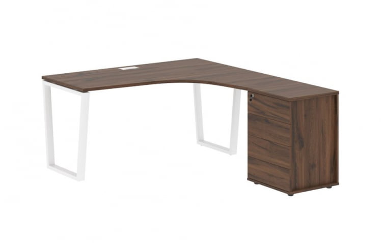 Стол эргономичный с тумбой правый ЕДИС ЕВCЕТ 1518 Р Дуб Денвер темный Белый / EDIS EVCET R_0