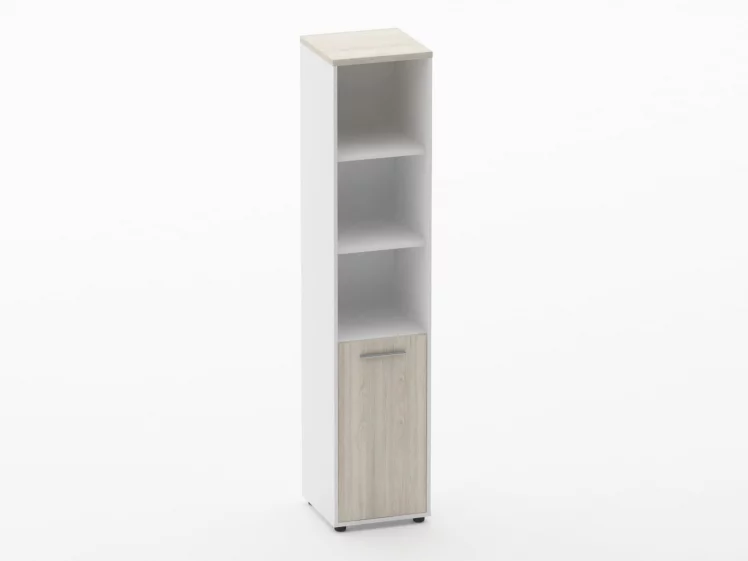 Шкаф 4 узкий верх открытый, низ закрытый Дека 10.19.11Л Дуб Сантана светлый/Белый / Deka_0