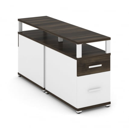 Тумба двухсторонняя опорная приставная с ящиком, распашным фасадом и надставкой CОНCЕПТ CН.ДТГП-002 Б/В Дуб Мали Белый бриллиант Белый / CONCEPT CN.DTGP-002 B/W_0