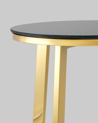 Журнальный стол АЛЬБА 50кс50 Золото (стекло черное) / 50x50_5