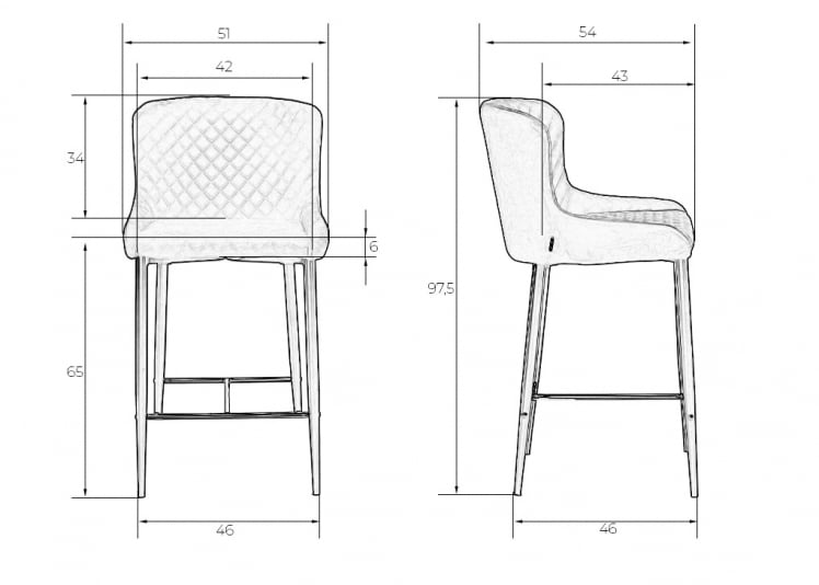 Стул полубарный ДОБРИН CХРИСТИАН 65 черный велюр В108-77 / DOBRIN CHRISTIAN V108-77_10