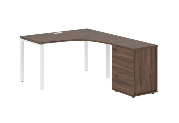 Стол эргономичный с тумбой правый ЕДИС ЕУCЕТ 1318 Р Дуб Денвер темный Белый / EDIS EUCET R_0