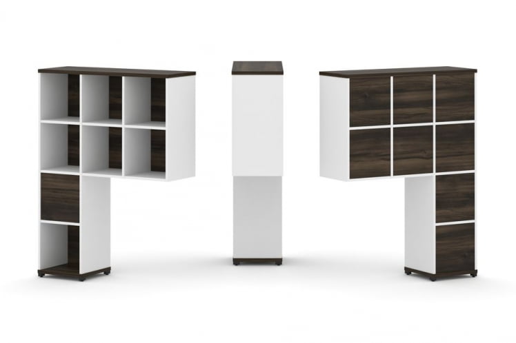 Надставка на стол высокая односторонняя + задняя стенка (8 шт.) + блок с 2-мя ящиками (1 шт.) CОНCЕПТ CН.ОНВ-002 Дуб Мали Белый бриллиант Черный металл / CONCEPT CN.ONV-002_0