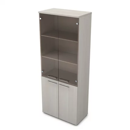 Шкаф высокий со стеклом ГЛОСС ЛИНЕ 9НШ.005.12 Иворй / GLOSS LINE Ivory_0