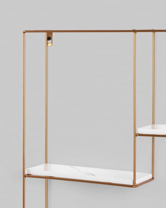 Полка Скуаре золотая Белый мрамор / Square_3