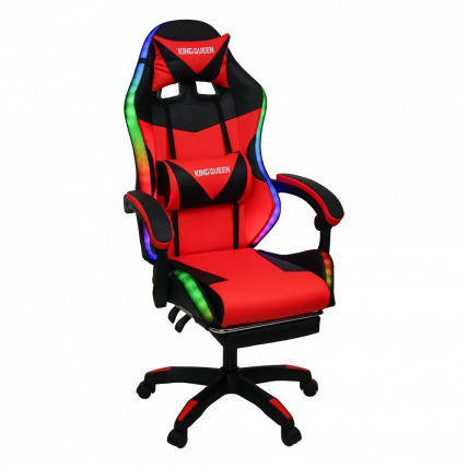 Кресло 908 КИНГКУЕЕН цвет черный/красный с массажем и подсветкой 908-блаcк-ред-масс / KINGQUEEN 908-black-red-mass_0