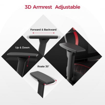 Эргономичное компьютерное кресло (для геймеров) Еурека Норн, Ред / Eureka Norn, Red_10