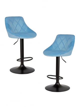 Стул барный ДОБРИН ЛОГАН БЛАCК (пудрово-голубой велюр (МДЖ9-74)) 2 шт / DOBRIN LOGAN BLACK (MJ9-74))_0