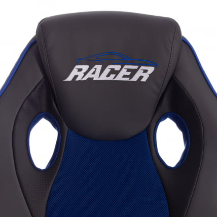 Кресло РАCЕР кож/зам/ткань, металлик/синий, 36/10 / RACER_7