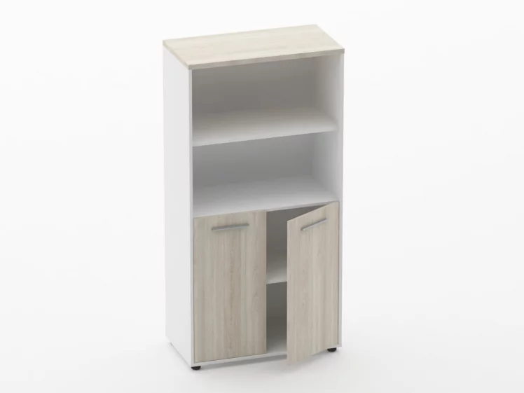 Шкаф 3 широкий 2 полки открытые, 2 полки закрытые Дека 10.16.111 Дуб Сантана светлый/Белый / Deka_1