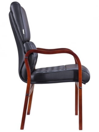 Стул руководителя Еверпроф Пресидент Воод CФ Экокожа Черный / Everprof President Wood CF_1