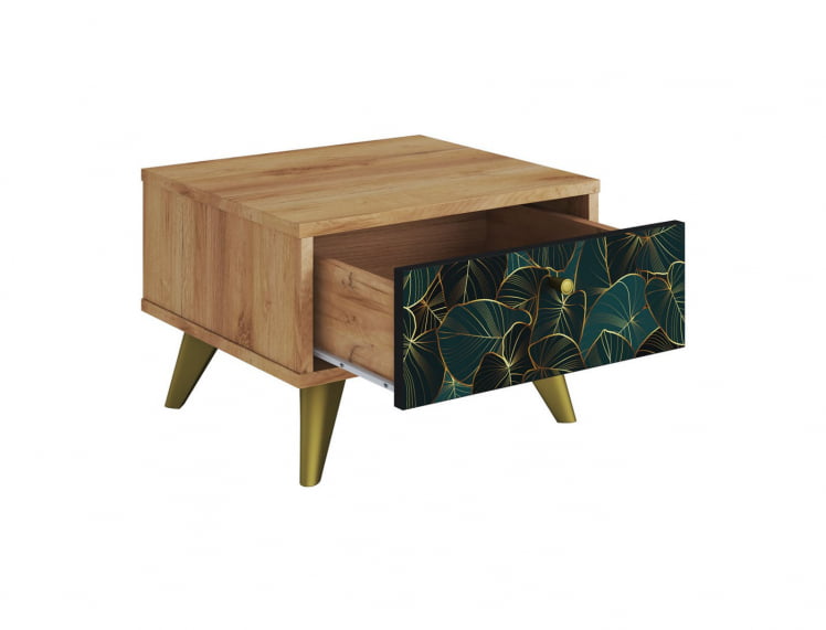Тумба прикроватная Фьюжн ТМ-004 дуб крафт золотой/ТРОПИCАЛ / золотой/TROPICAL_1