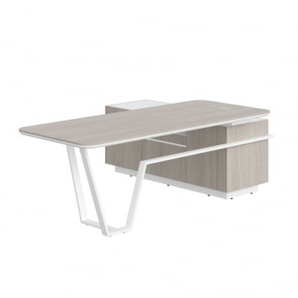 Стол руководителя левый Лине СФ-571202.1 Дуб серый Белый / Line_1
