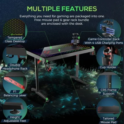 Геймерский стол с РГБ подсветкой Еурека ГТД-И43 Експлорер Едитион / RGB Eureka GTD-I43 Explorer Edition_6