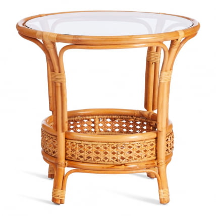 Комплект ПЕЛАНГИ 02/15 ( стол со стеклом + 4 кресла ) [с подушками] ротанг, кресло 65х65х77см, стол диаметр 64х61см, Хоней (мед) / PELANGI Honey_1