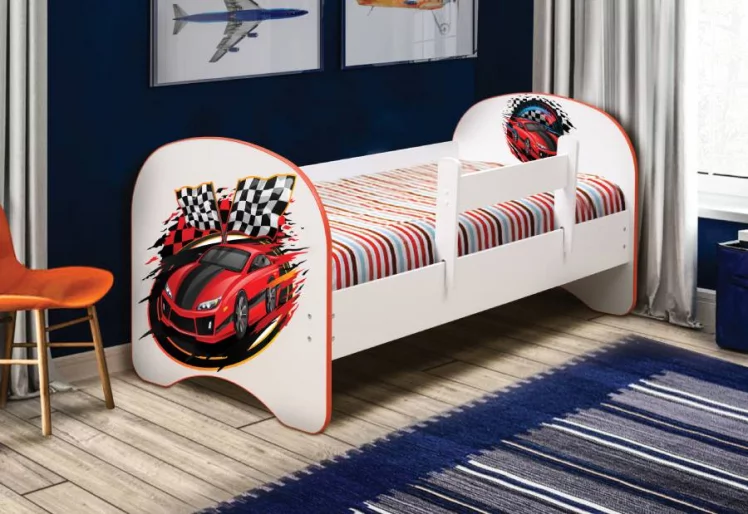 Кровать детская с фотопечатью без ящика 800*1600 Машина_1