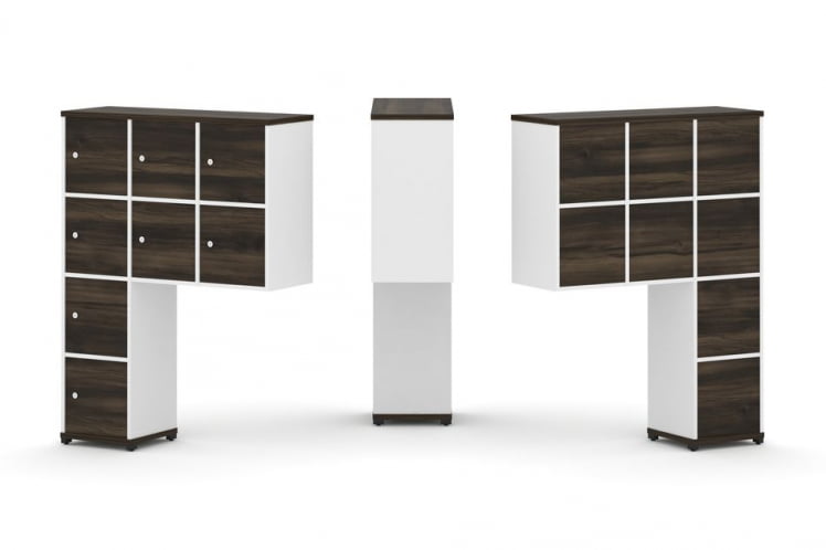 Надставка на стол высокая односторонняя + задняя стенка (8 шт.) + распашной фасад (8 шт.) CОНCЕПТ CН.ОНВ-010 Дуб Мали Белый бриллиант Черный металл / CONCEPT CN.ONV-010_0