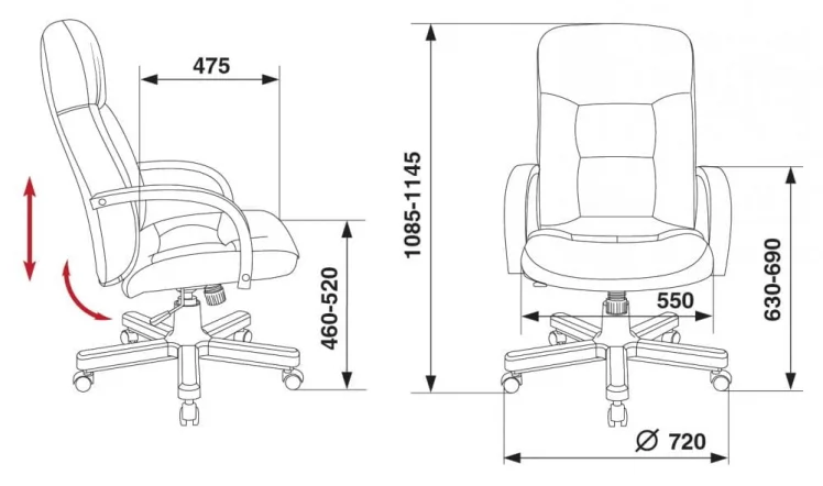 Кресло руководителя Бюрократ Т-9908/ВАЛНУТ Черный / T-9908/WALNUT_5