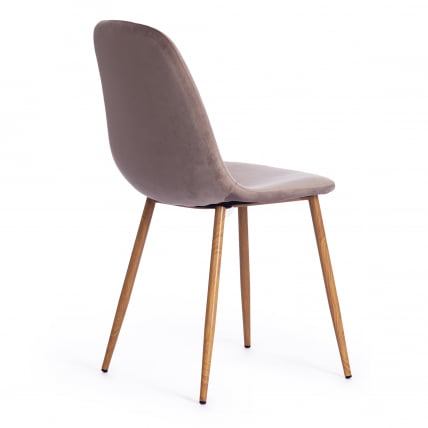 Стул БРЕЕЗЕ (мод. 4724) металл/вельвет, 44х48х87см, серо-бежевый/натуральное дерево / BREEZE (mod._2