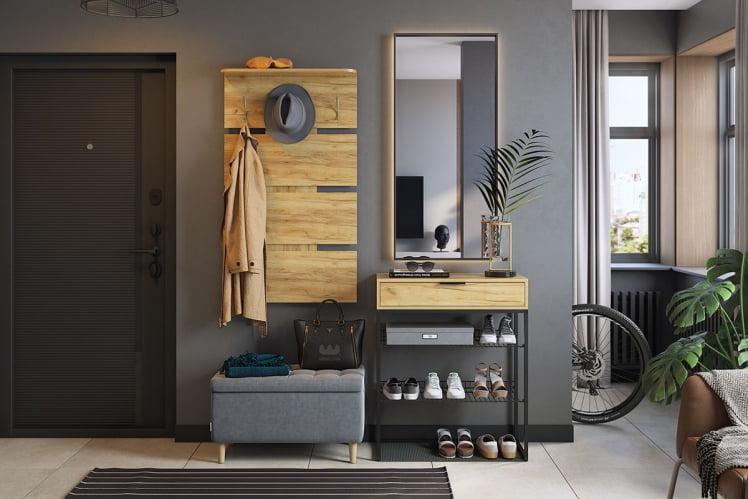 Обувница Краш ЛМН-13 черный муар/дуб крафт золотой / LMN-13_6