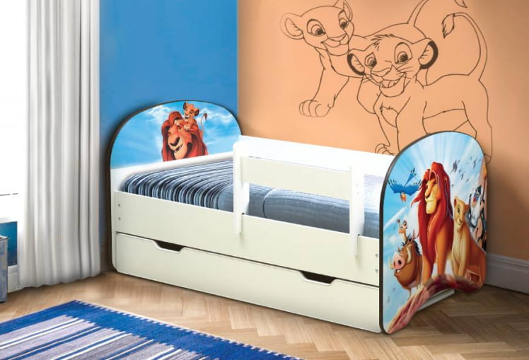 Кровать детская с фотопечатью с 1 ящиком 700*1400 Король Лев_1