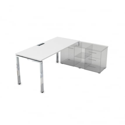 Стол рабочий, прямолинейный три опоры, правый ГЛОСС ЛИНЕ НСТП-П.996 Белый Премиум / GLOSS LINE_0