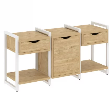 Тумба на регулируемых опорах наборная. Вариант №6 ЛОФТ ВР.Л-ТН-6.О Металл белый Тиквуд светлый / LOFT VR.L-TN-6.O_0