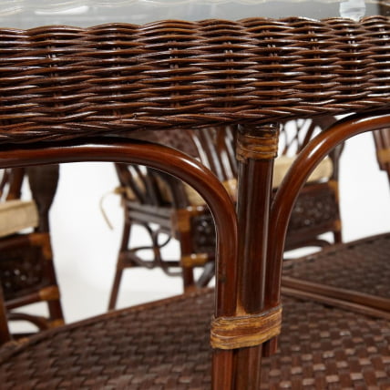 Комплект обеденный АНДРЕА ГРАНД (стол со стеклом+6 кресел+ подушки) Пекан Вашед (античн. орех), Ткань рубчик, цвет кремовый / ANDREA GRAND Pecan Washed_20