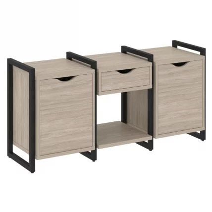 Тумба на регулируемых опорах наборная. Вариант №7 ЛОФТ ВР.Л-ТН-7.О Металл черный Дуб Аттик / LOFT VR.L-TN-7.O_0