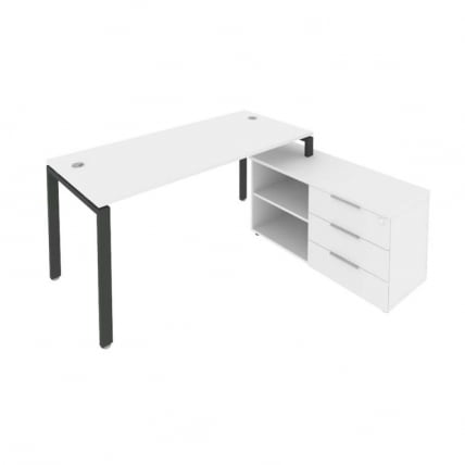 Рабочая станция на П-образном м/к с опорной тумбой правая Метал Сйстем Б.РС-СТС-2.4 Пр Белый/Антрацит / Metal System_0