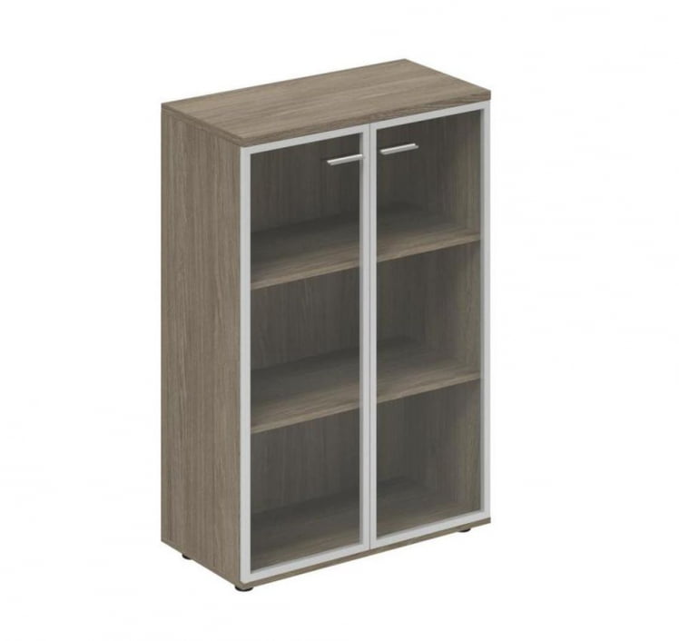 Шкаф средний со стеклом, задняя стенка ЛДСП Винг ВН.811.ОД.АЛ Дуб темный / Wing WN.811.OD.AL_0