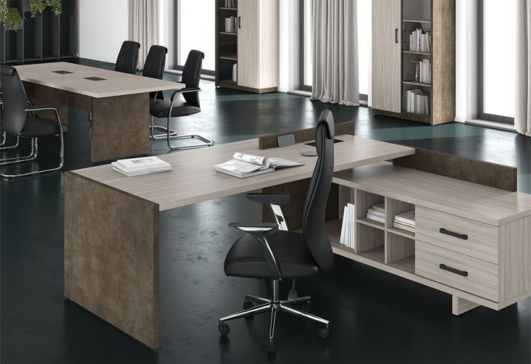 Стол для заседаний ВООД&СТОНЕ СФ-531102 Дрифтвуд Бетон Чикаго темный / WOOD&STONE_1