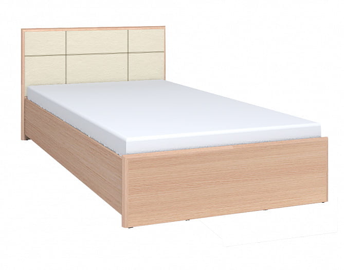 Кровать АМЕЛИ 1400 Люкс 301 с основанием дерево (дуб отбеленный)_0