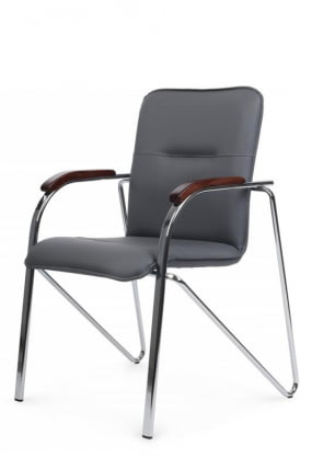 Стул Самба с деревянными подлокотниками СМБ-02Х Хром гальв. Серый / SMB-02H_6