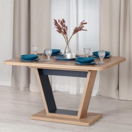 Стол обеденный ВОКС ЛДСП, 132-172кс85кс75,5 см, Дуб артисан/Графит / VOX 132-172x85x75,5_16