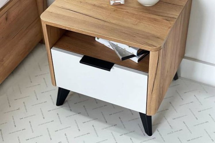 Тумба прикроватная Адам МСА-01 дуб крафт золотой/белое дерево / MSA-01_7