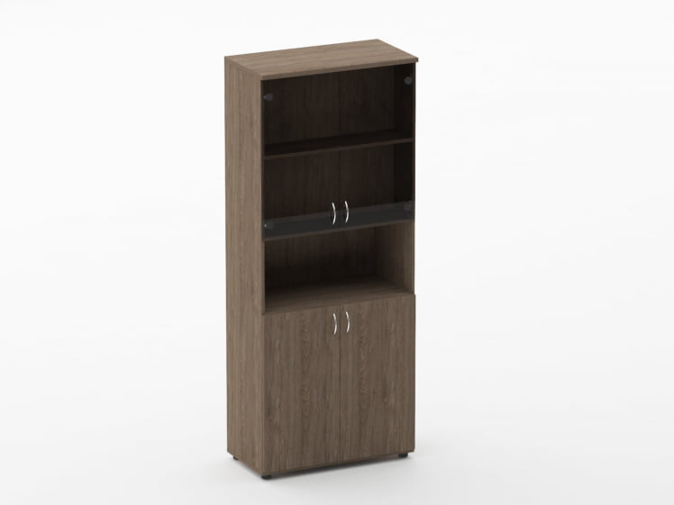 Шкаф высокий со стеклом и нишей Твин 16.16.161 Дуб Верцаска / Twin_0