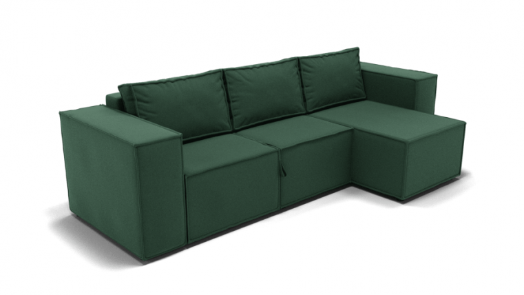 Диван Хилтон-3 угол левый/правый (ЗР) Цвет фасада: Зеленый; Тип: Левый/правый; Материал фасада: Металл/Велюр_0